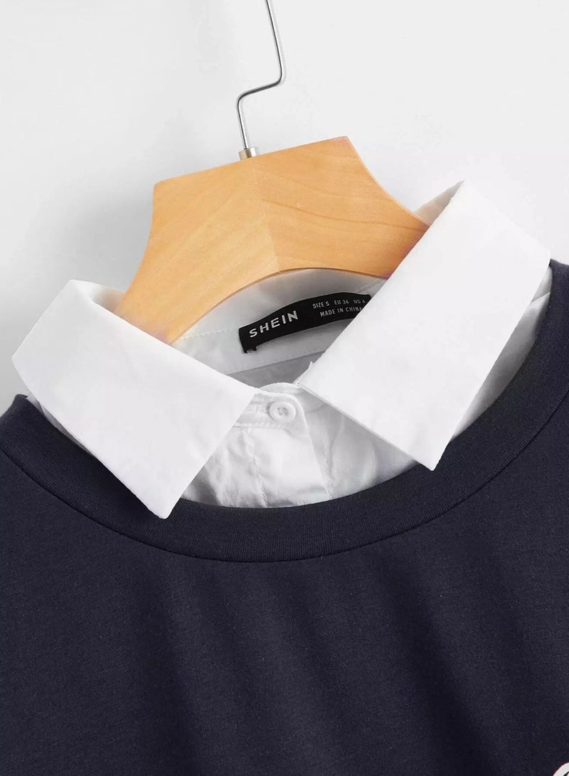 بلوفر 2 في 1 برسومات حروف وأكتاف منسدلة - Image 3