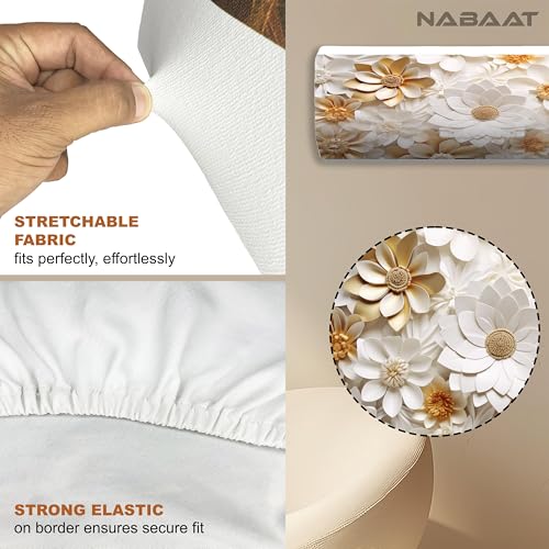 NABAAT AC Cover for Split 1.5 Ton Indoor Printed Air Conditioning Wall Mounted Dust Cover Folding Designer (38”x 12”x 9”), Golden Flowers - Image 5