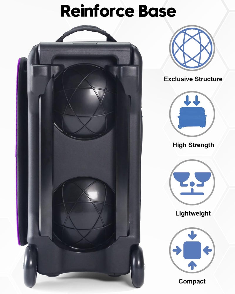 DREAMZA 2 Ball Bowling Bag with Wheels, Double Bowling Ball Bag 2 Ball Roller w/Separate Compartment for Shoes Up to US Mens Size 16, w/Retractable Handle Extends to 40" & Accessories Pocket - Image 5
