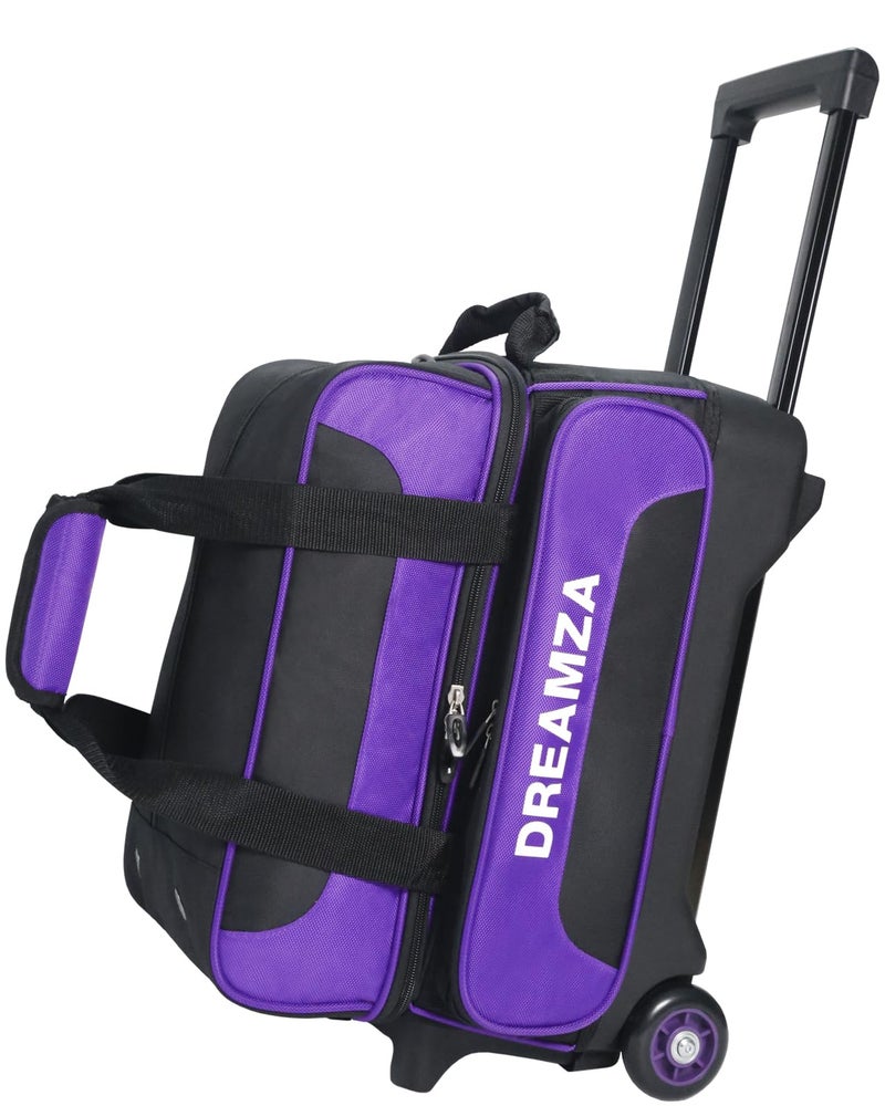 DREAMZA 2 Ball Bowling Bag with Wheels, Double Bowling Ball Bag 2 Ball Roller w/Separate Compartment for Shoes Up to US Mens Size 16, w/Retractable Handle Extends to 40" & Accessories Pocket - Image 1