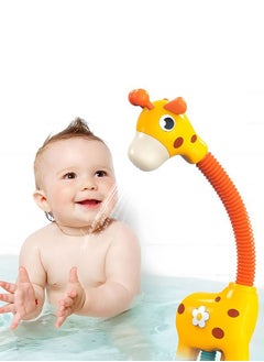 Generic Bath Toys for Toddlers, Automatic Bathtub Giraffe Shower Water Pump with 3 Suction Spinner Toys for Maximum Tub Bathtime Fun for Babies and Toddlers  - Image 1