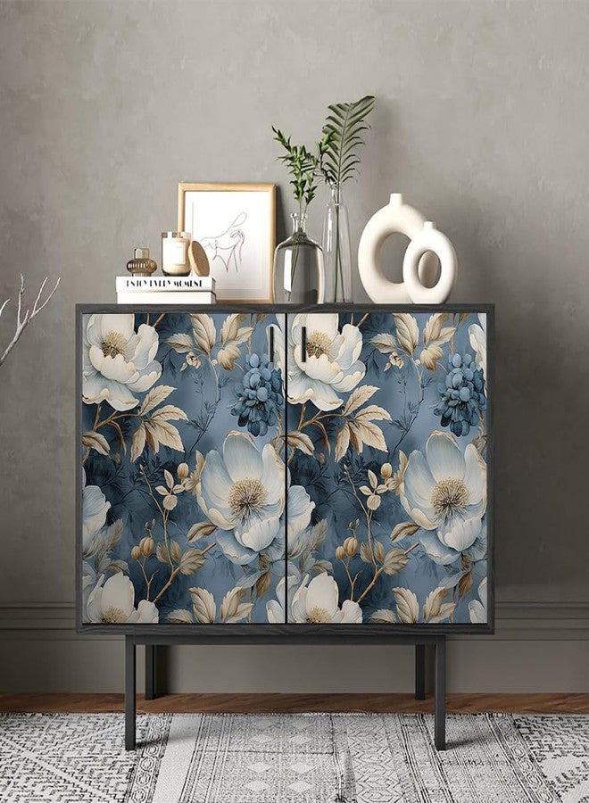 REDAMANCY White Blue Golden Yellow Vintage Floral Peel and Stick Wallpaper Stick on Contact Paper Vintage Wall Paper Easy Peel Off for nightstand Drawer Cabinet Renter - Image 4