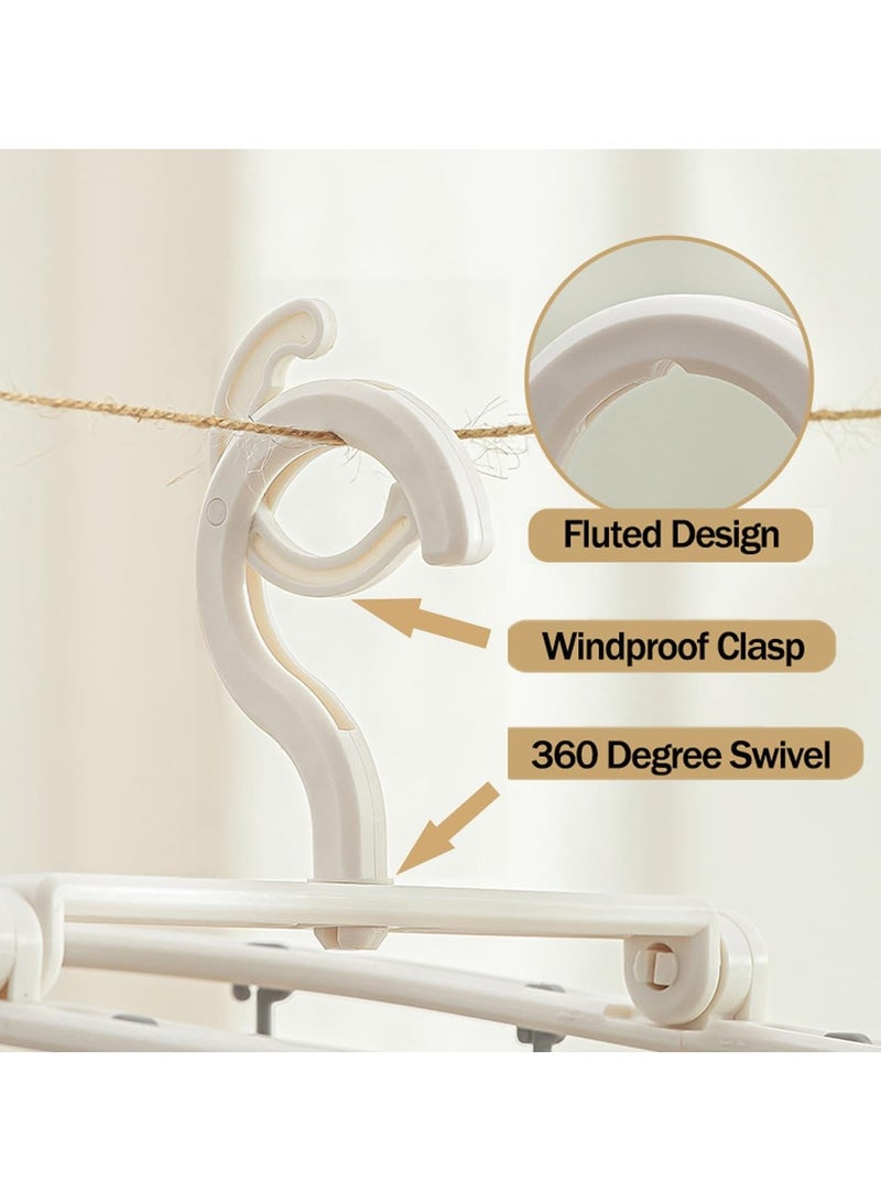 SYOSI Foldable Drying Rack Hanger, Folding Portable Underwear Hangers with Clips Socks 20 Clips 360° Rotatable Hook for Drying Towels Bras Baby Clothes Gloves - Image 4
