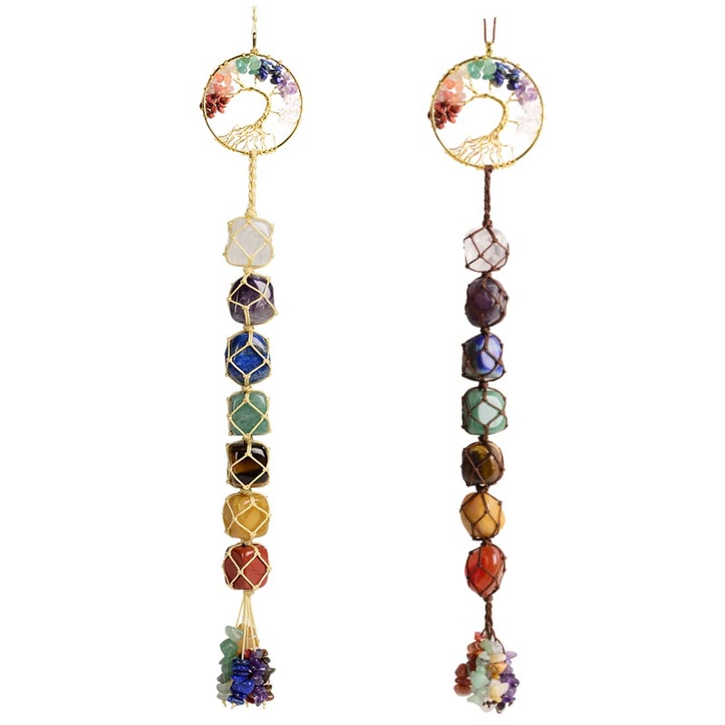 Anjiucc 7 Chakra Stone Healing Crystal Tree of Life Wall Hanging Home Interior Decoration - Image 1