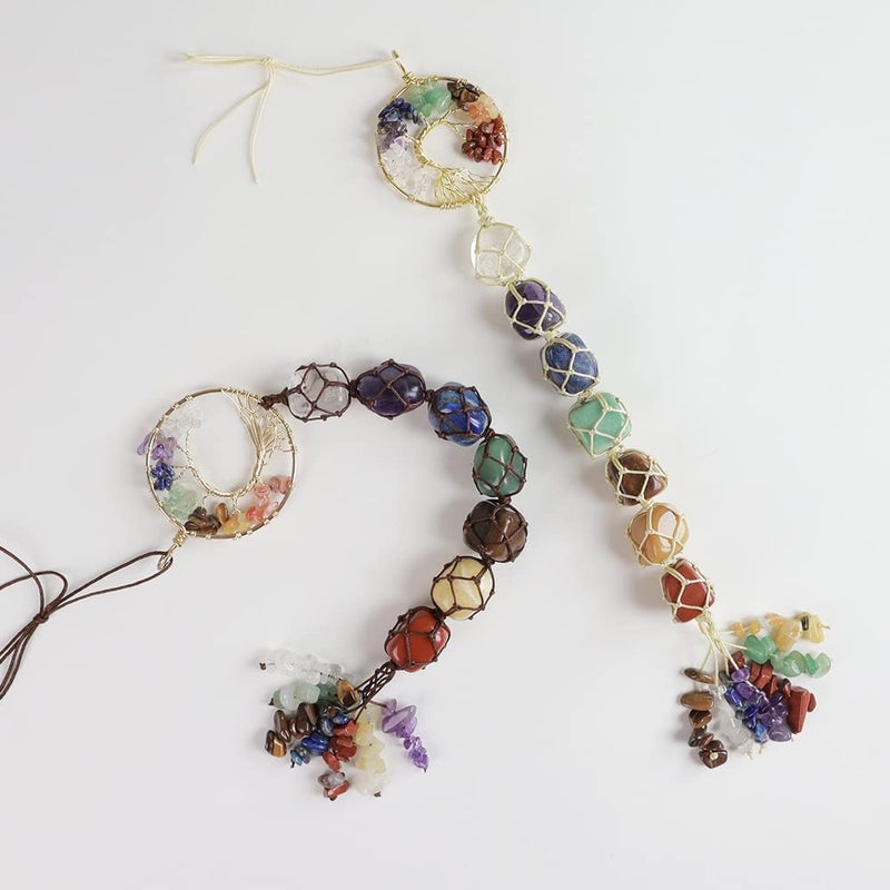 Anjiucc 7 Chakra Stone Healing Crystal Tree of Life Wall Hanging Home Interior Decoration - Image 3