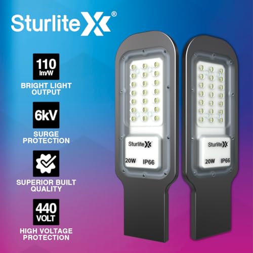 Sturlite Asteor 20W LED Street Light| Cool White 6500K Color Temperature LED Street Lamp| IP66 Waterproof Surge Protection Focus Light for Garage, Parking, Garden, Playground & Sidewalks - (Pack of 1) - Image 3