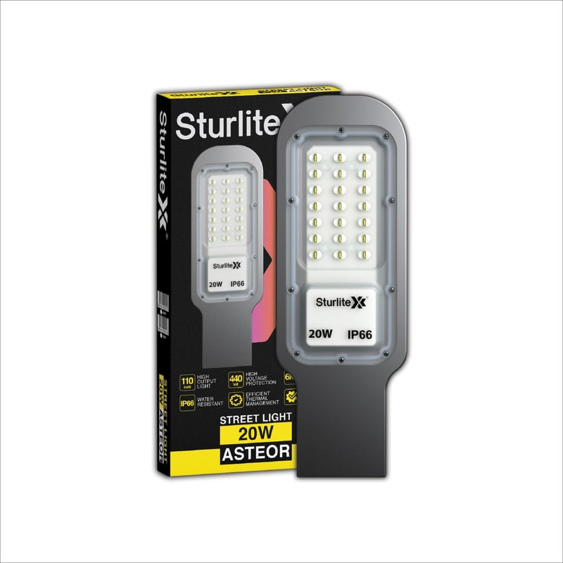 Sturlite Asteor 20W LED Street Light| Cool White 6500K Color Temperature LED Street Lamp| IP66 Waterproof Surge Protection Focus Light for Garage, Parking, Garden, Playground & Sidewalks - (Pack of 1) - Image 2