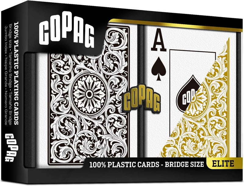 Copag Bridge Size Jumbo Index 1546 Playing Cards in Black and Gold - Image 2