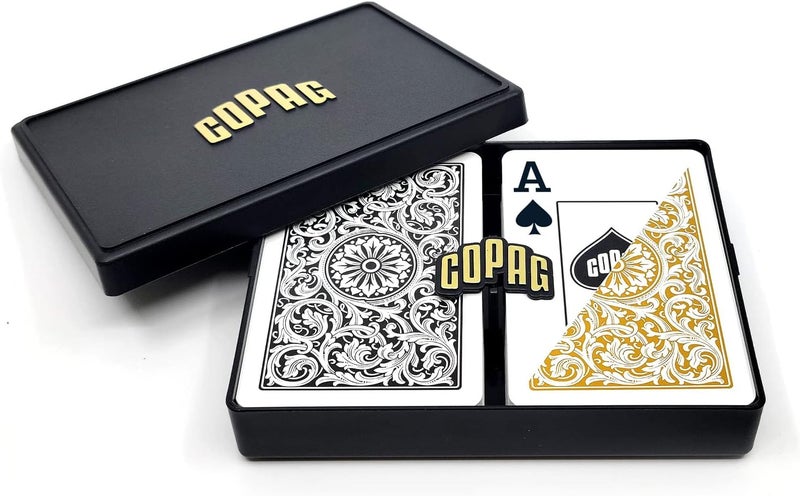Copag Bridge Size Jumbo Index 1546 Playing Cards in Black and Gold - Image 1