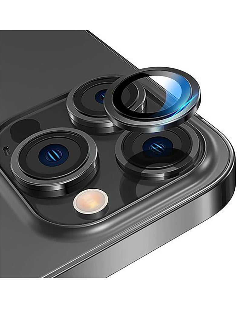 Generic Camera Lens Protector For IPhone 15 Pro Max & 15 Pro Tempered Glass Aluminum Alloy - Black  - Image 1