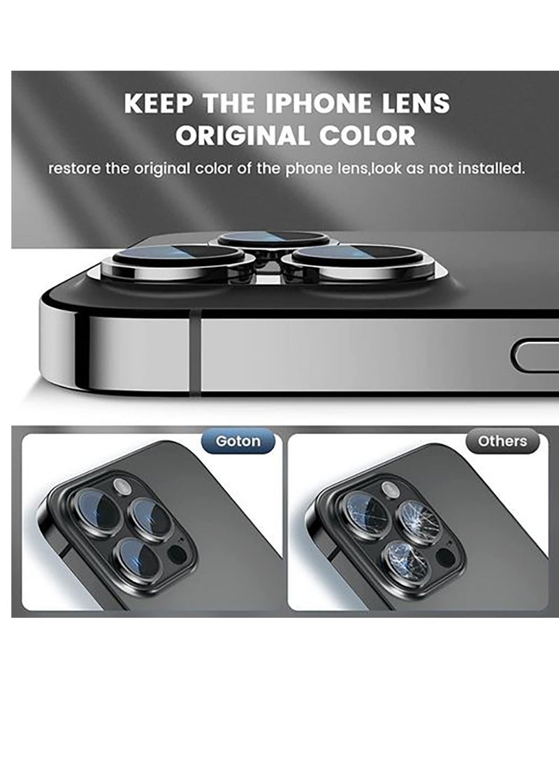 Generic Camera Lens Protector For IPhone 15 Pro Max & 15 Pro Tempered Glass Aluminum Alloy - Black  - Image 2