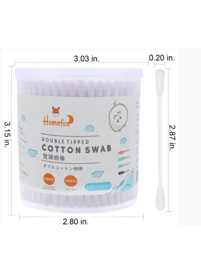 HOMEFOX Cotton Swabs Spiral Slim 400 Count Organic Cotton Buds Double Side Tightly Wrapped Cotton Tips Paper Stick Soft Gentle LintFree CrueltyFree Round Spiral White - Image 4