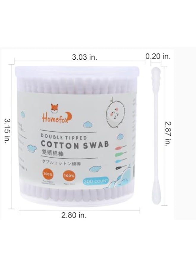 HOMEFOX Cotton Swabs Spiral Slim 400 Count Organic Cotton Buds Double Side Tightly Wrapped Cotton Tips Paper Stick Soft Gentle LintFree CrueltyFree Round Spiral White - Image 3
