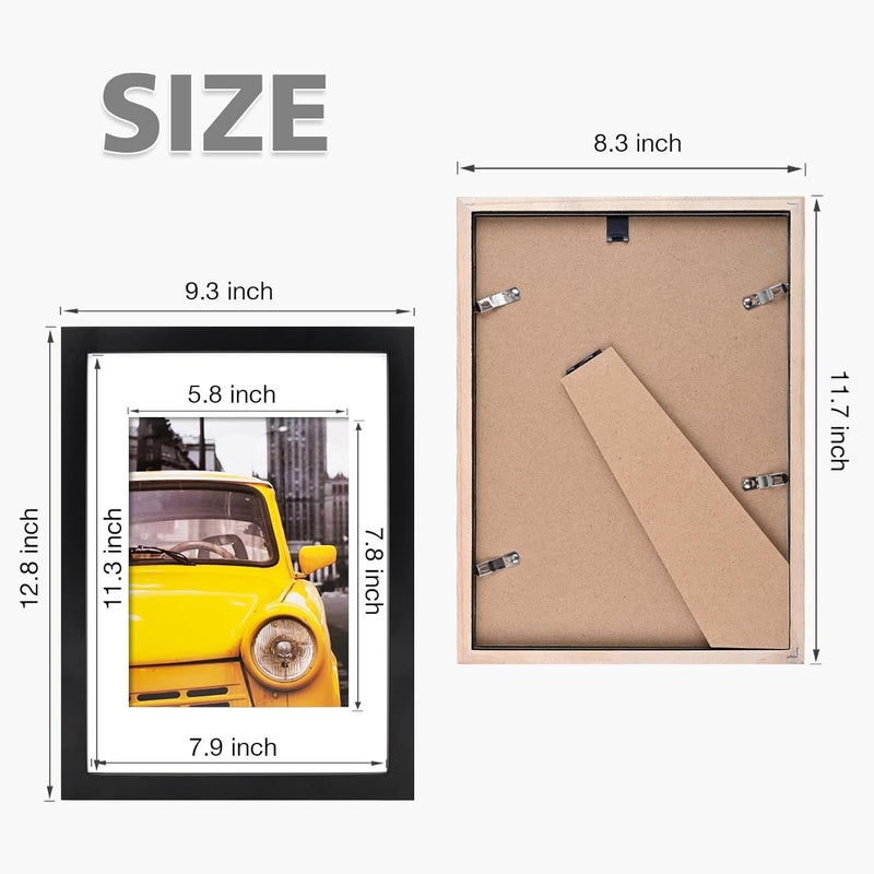 Egofine A4 Frames Black Set of 3 - Wooden A4 Picture Frames, A4 Photo Frames with A5 Mat, A4 Poster Frame with Plexiglass for Table Top and Wall Mounting - Image 3