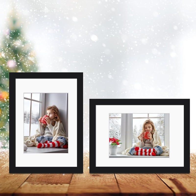 Egofine A4 Frames Black Set of 3 - Wooden A4 Picture Frames, A4 Photo Frames with A5 Mat, A4 Poster Frame with Plexiglass for Table Top and Wall Mounting - Image 5