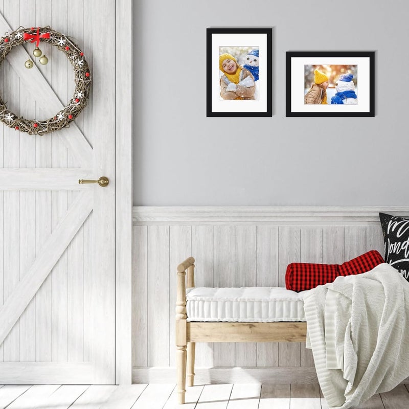 Egofine A4 Frames Black Set of 3 - Wooden A4 Picture Frames, A4 Photo Frames with A5 Mat, A4 Poster Frame with Plexiglass for Table Top and Wall Mounting - Image 4