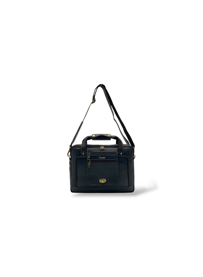 LAVERI LEATHER LAVERI Laptop Bag for Men - Leather Messenger Bag for Office - Fits up to 15 Inch Laptop - Shoulder Bag with Multiple Compartments - Executive Leather Bag for Work/Travel/Casual - 2870 - Image 2