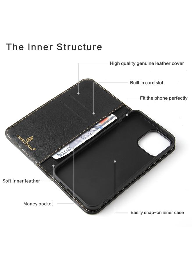 Zaboon Case For iPhone 13 Pro Genuine Leather Horizontal Flip Leather Case with Holder & Card Slots & Wallet - Image 4