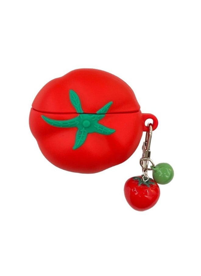 Generic - Creative Personality Cartoon Stereo Tomato For Apple AirPods1/2 Bluetooth Headset Pro Protective Cover 3/4 For Soft-Color:Three-dimensional Tomato + Pendant-Applicable Models:Airpods 4th Generation - Image 1
