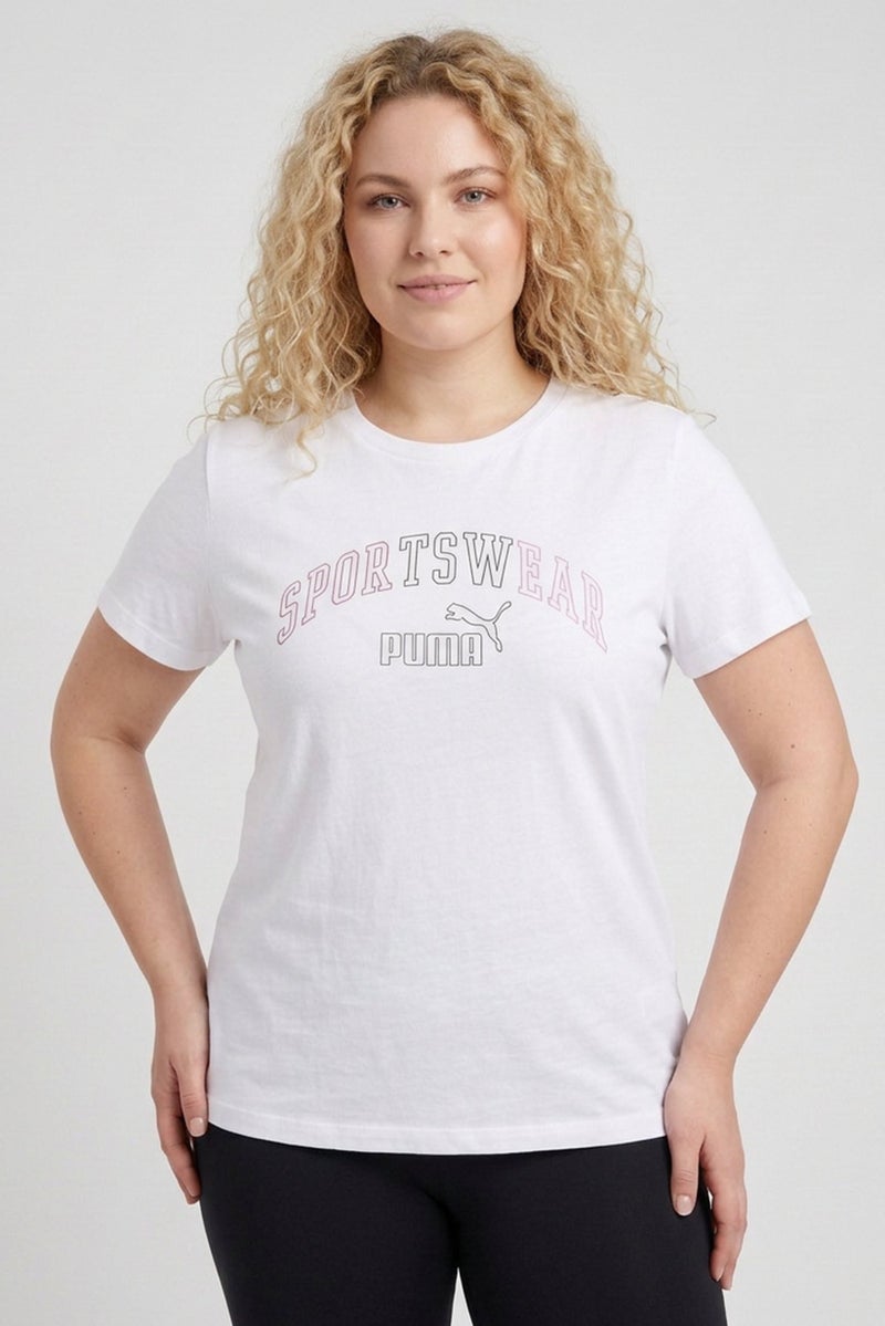 PUMA Women Sportswear Fit Short Sleeve Outdoor T-Shirt, White - Image 1