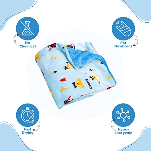 Mee Mee Cotton Ultra Soft Plush, Lightweight & Comfortable Baby Blanket | Highly Breathable | Light Weight | Quick to Dry | Extremely Soft Comforter Infants/Toddlers | 0-2 Years (Sky Blue) 75X100 CM - Image 3