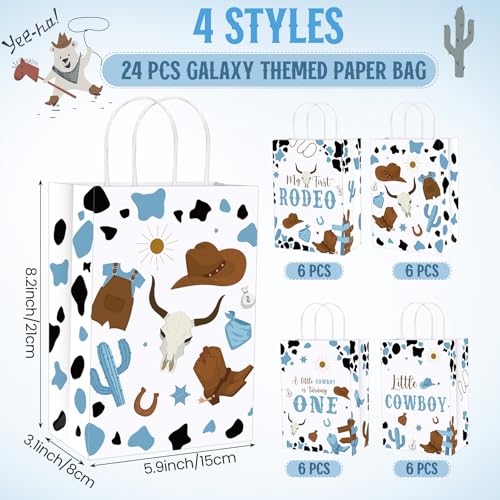 Gaillty 24 Pcs My First Rodeo Party Favor Bags 1st Rodeo Birthday Gift Bags Decorations Paper Cowboy Wild West Goodie Bag with Handles for Treat Candy Western Birthday Baby Shower Party Supplies - Image 2
