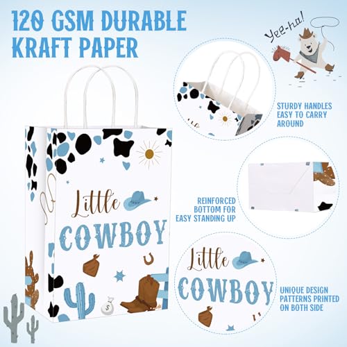 Gaillty 24 Pcs My First Rodeo Party Favor Bags 1st Rodeo Birthday Gift Bags Decorations Paper Cowboy Wild West Goodie Bag with Handles for Treat Candy Western Birthday Baby Shower Party Supplies - Image 3