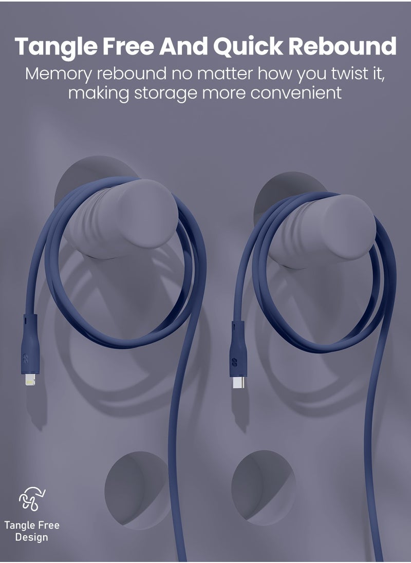Moxedo - Moxedo CavoX Pro USB-C to Lightning Silicone Cable 27W PD Fast Charge and Data Sync Compatible for iPhone 14/13/12/11 Pro Max X/XS/XR 8 7 6s Plus SE (Blue, 2m) - Image 1