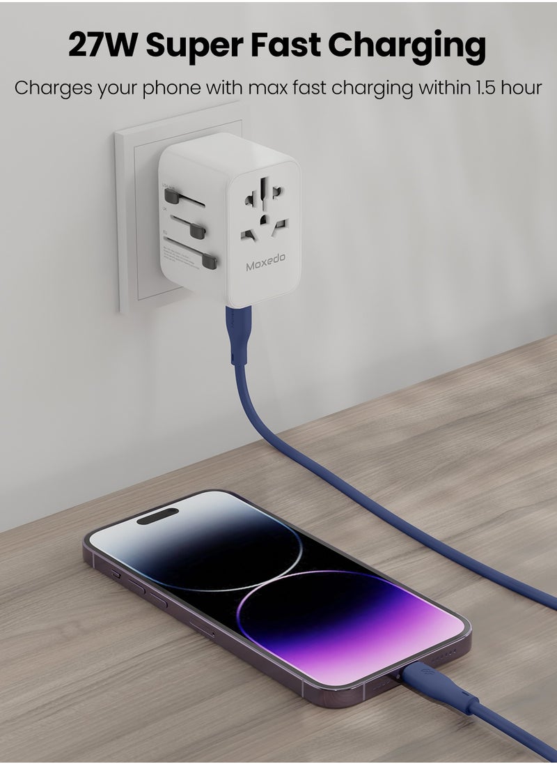 Moxedo - Moxedo CavoX Pro USB-C to Lightning Silicone Cable 27W PD Fast Charge and Data Sync Compatible for iPhone 14/13/12/11 Pro Max X/XS/XR 8 7 6s Plus SE (Blue, 2m) - Image 1