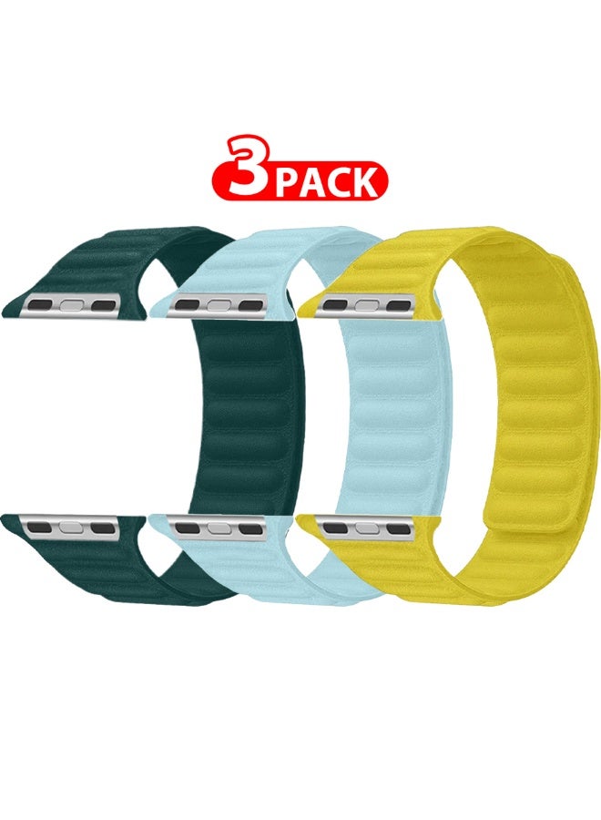 CATANES Replacement Band for Apple Watch Band 49mm 46mm 45mm 44mm -Leather Link Strap Magnetic Loop Adjustable Bracelet - Image 2