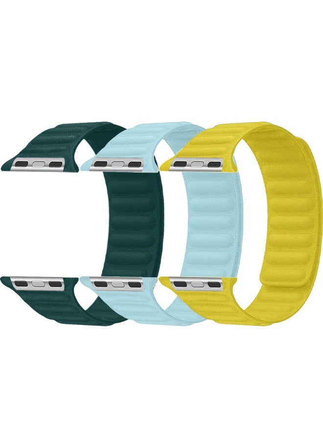 CATANES Replacement Band for Apple Watch Band 49mm 46mm 45mm 44mm -Leather Link Strap Magnetic Loop Adjustable Bracelet - Image 1