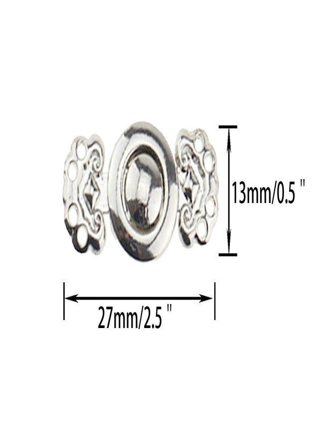 ZLYY Vintage Chinese Good Luck Pattern Cape Fasteners Sew On Hooks and Eyes Cardigan Clip Cloak Clasp Fasteners for Sweater Shawl Zinc Alloy White Silver（10Set） - Image 4