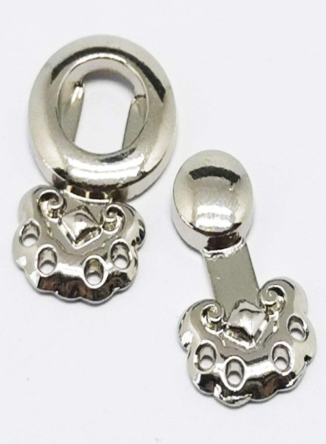 ZLYY Vintage Chinese Good Luck Pattern Cape Fasteners Sew On Hooks and Eyes Cardigan Clip Cloak Clasp Fasteners for Sweater Shawl Zinc Alloy White Silver（10Set） - Image 2