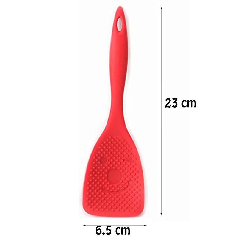Baskety Long Handle Rice Spoon, Rice Serving Spoon, Non‑Slip Handle High Temperature Resistance (Pack of 1, Red) - Image 2