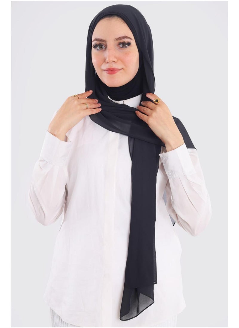 Crepe Hijab with Stretch Cotton Insert - Easy and Quick to Wear Bandana Built-in Scarf, Comfortable Design Scarf for Indoor and Outdoor Use, Practical and Stylish Hijab (200x75cm)