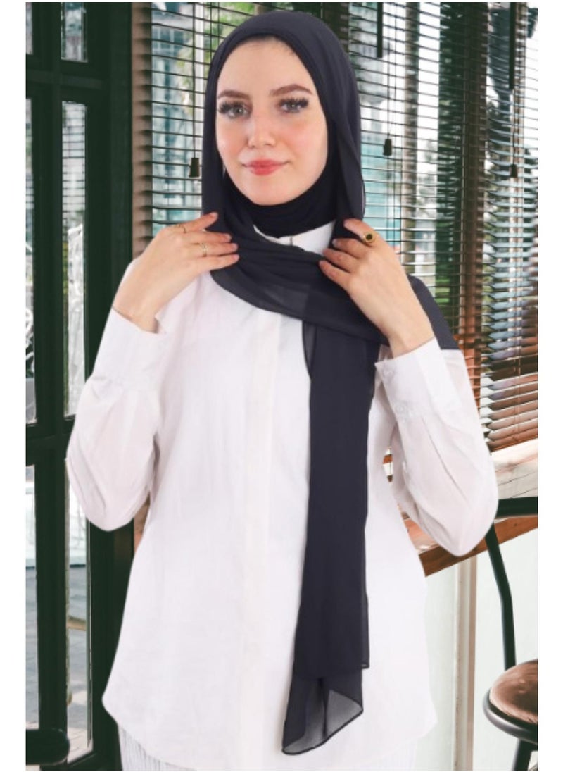 Crepe Hijab with Stretch Cotton Insert - Easy and Quick to Wear Bandana Built-in Scarf, Comfortable Design Scarf for Indoor and Outdoor Use, Practical and Stylish Hijab (200x75cm)