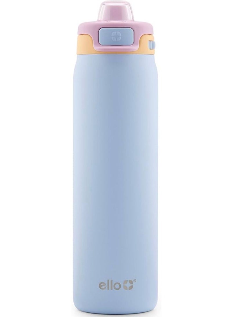 Ello Pop & Fill 22oz Stainless Steel Water Bottle with QuickFill Technology, Double Walled and Vacuum Insulated Metal, Leak Proof Locking Lid, Sip and Chug, Reusable, BPA Free - Image 1