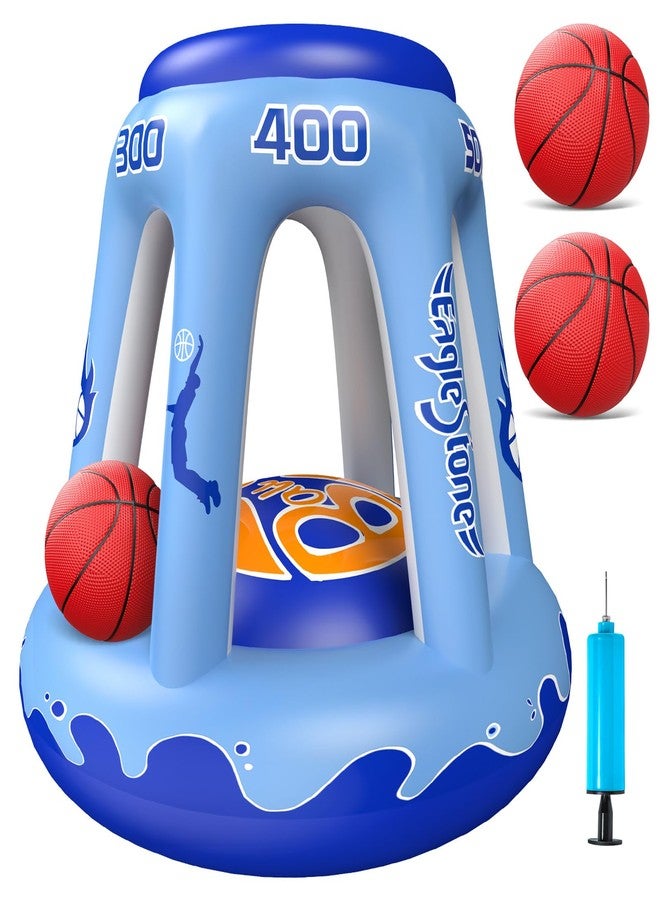 EagleStone Inflatable Pool Basketball Hoop for Kids & Adults, 47" Swimming Floating Basketball Hoop for Pool with 3 Balls, Pump, Summer Outdoor Pool Water Game for Family, Party, Beach & 4th of July - Image 1