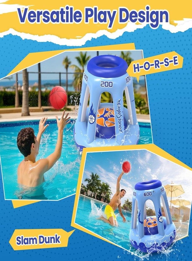 EagleStone Inflatable Pool Basketball Hoop for Kids & Adults, 47" Swimming Floating Basketball Hoop for Pool with 3 Balls, Pump, Summer Outdoor Pool Water Game for Family, Party, Beach & 4th of July - Image 5