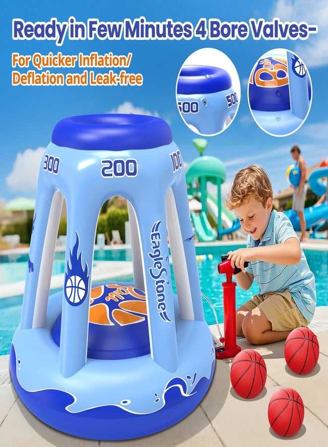 EagleStone Inflatable Pool Basketball Hoop for Kids & Adults, 47" Swimming Floating Basketball Hoop for Pool with 3 Balls, Pump, Summer Outdoor Pool Water Game for Family, Party, Beach & 4th of July - Image 3