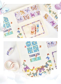 Y&D Colorful Butterfly Washi Tape, Gold Foil Art 5 Sizes Decorative Scrapbook DIY Decor and Craft Gift Wrap for Bullet Journal, Scrapbook, Kids Crafts (10 Rolls)  - Image 5