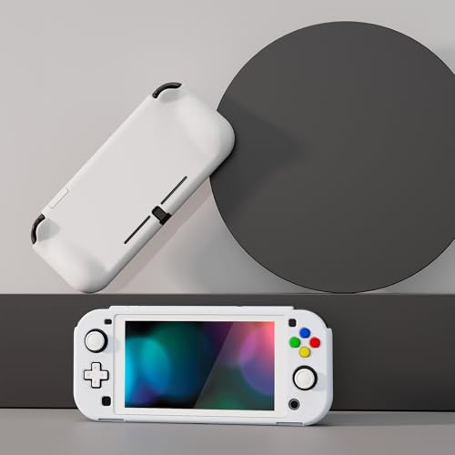 PlayVital ZealProtect Protective Case for Nintendo Switch Lite, Ergonomic Grip Hard Cover - Durable Shock-absorbent Anti-Scratch with Screen Protector & Thumb Grip Button Caps, White - Image 3
