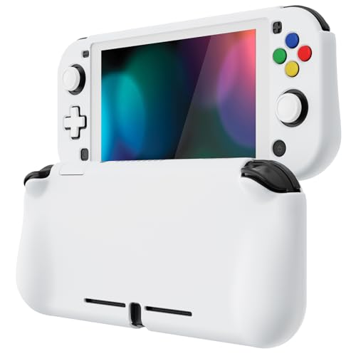 PlayVital ZealProtect Protective Case for Nintendo Switch Lite, Ergonomic Grip Hard Cover - Durable Shock-absorbent Anti-Scratch with Screen Protector & Thumb Grip Button Caps, White - Image 1