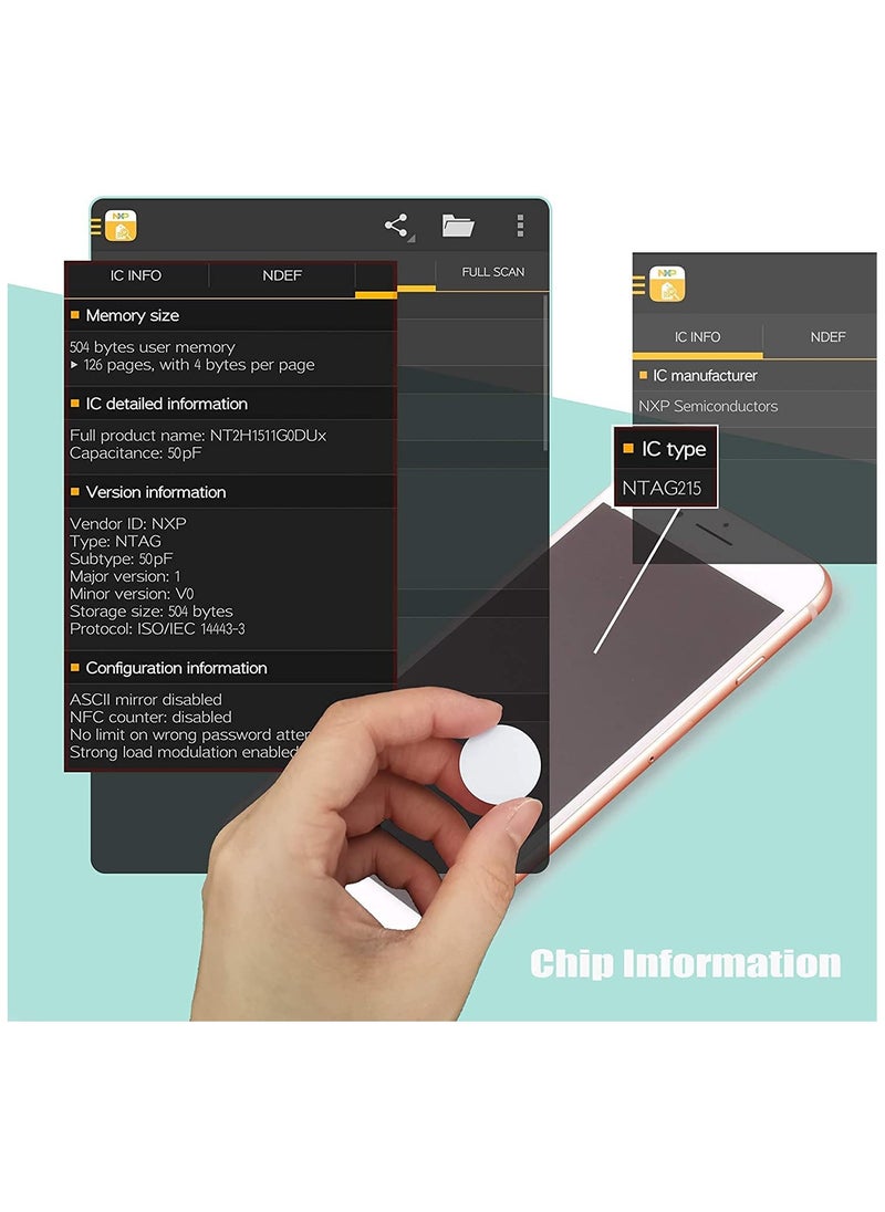 Excefore - NFC 215 Cards, NTAG215 NFC Round Cards NFC 215 Card Tag Compatible with TagMo and Amiibo and NFC Enabled Mobile Phones and Devices, Round 25 mm, 25 Pieces - Image 1