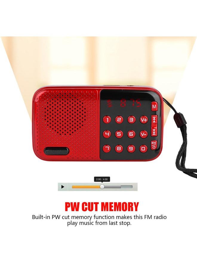 راديو استريو FM ذاكرة قطع PW ، قرص U / TF موسيقى مكبر صوت FM صغير USB مع وضع الاستعداد 24 ساعة