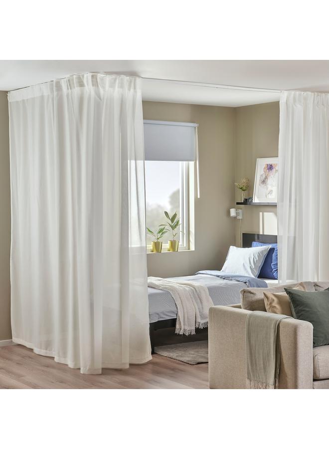Zaboon Sheer curtain, 1 piece, with heading tape/white, 300x300 cm - Image 3