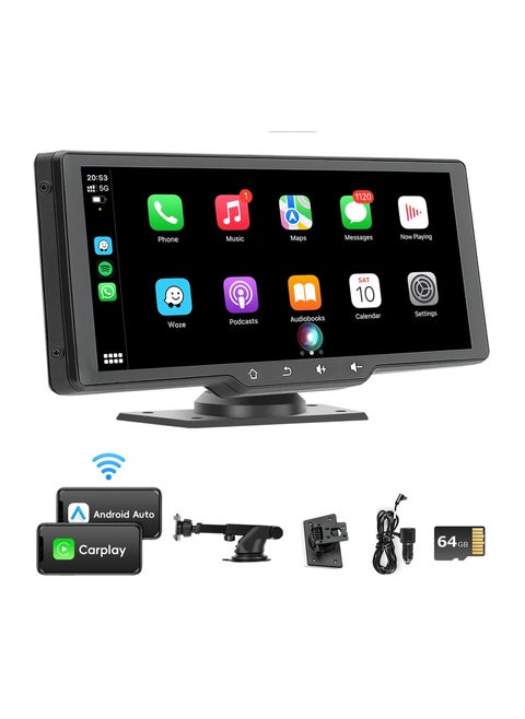 10.26" Wireless Car Stereo with Apple Carplay and Android Auto, Portable Touch Screen Car Play GPS Navigation for Car,Car Audio Receivers with Mirror Link, Bluetooth,FM,Siri