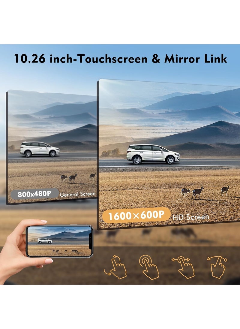 MSMR - 10.26" Wireless Car Stereo with Apple Carplay and Android Auto, Portable Touch Screen Car Play GPS Navigation for Car,Car Audio Receivers with Mirror Link, Bluetooth,FM,Siri - Image 1