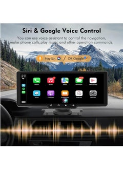 MSMR 10.26" Wireless Car Stereo with Apple Carplay and Android Auto, Portable Touch Screen Car Play GPS Navigation for Car,Car Audio Receivers with Mirror Link, Bluetooth,FM,Siri  - Image 3