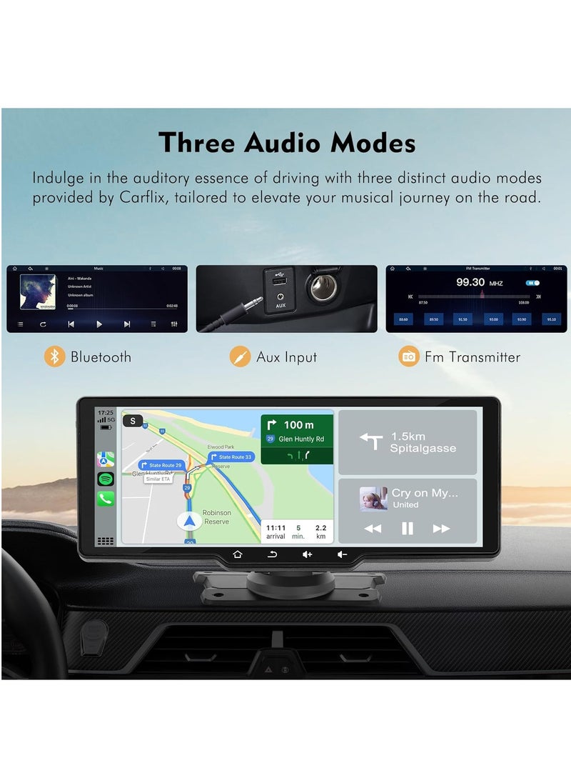 MSMR - 10.26" Wireless Car Stereo with Apple Carplay and Android Auto, Portable Touch Screen Car Play GPS Navigation for Car,Car Audio Receivers with Mirror Link, Bluetooth,FM,Siri - Image 1